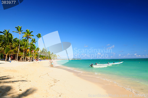 Image of Sandy beach on Caribbean resort