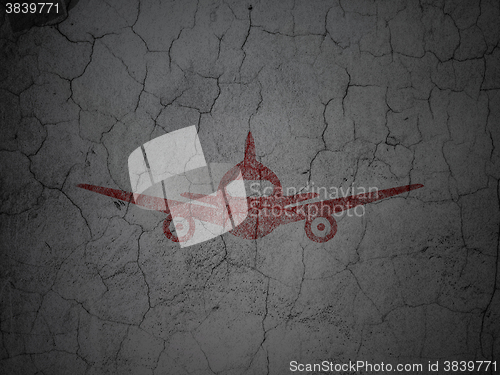 Image of Travel concept: Aircraft on grunge wall background