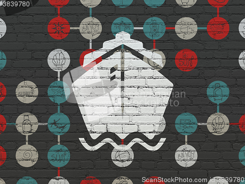 Image of Travel concept: Ship on wall background