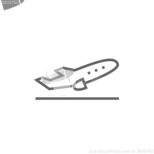 Image of Plane taking off line icon.