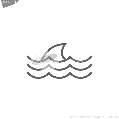 Image of Dorsal shark fin above water line icon.