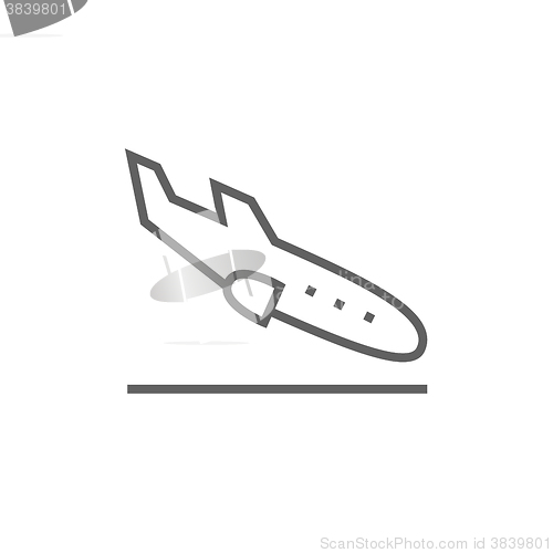 Image of Landing aircraft line icon.