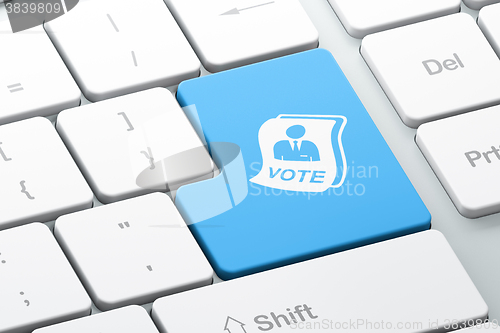 Image of Politics concept: Ballot on computer keyboard background