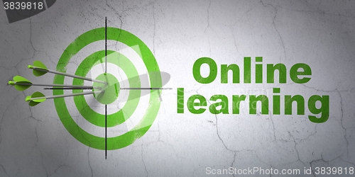 Image of Learning concept: target and Online Learning on wall background