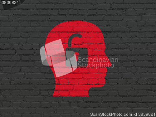 Image of Finance concept: Head With Padlock on wall background