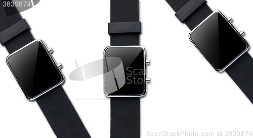 Image of close up of black smart watch