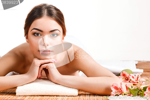 Image of Beautiful young woman at a spa salon