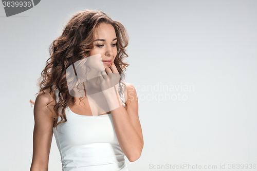 Image of The young woman\'s portrait with happy emotions