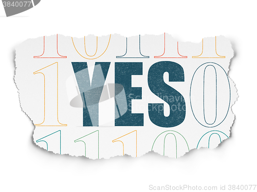Image of Business concept: Yes on Torn Paper background