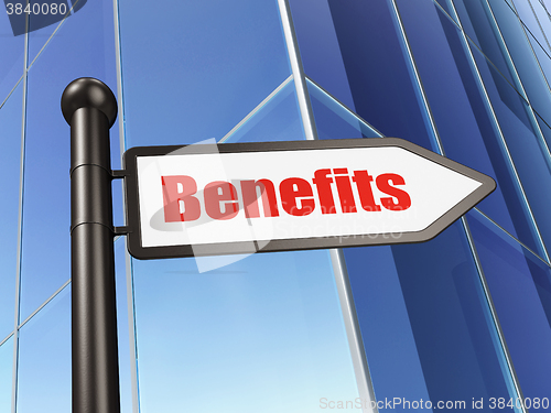Image of Business concept: sign Benefits on Building background
