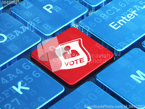 Image of Politics concept: Ballot on computer keyboard background