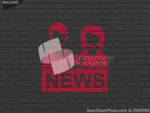 Image of News concept: Anchorman on wall background