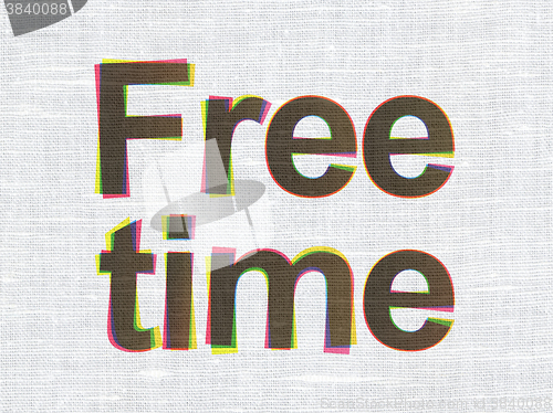 Image of Timeline concept: Free Time on fabric texture background