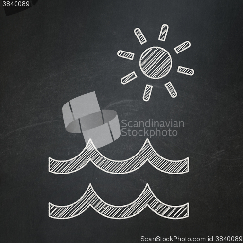 Image of Travel concept: Beach on chalkboard background