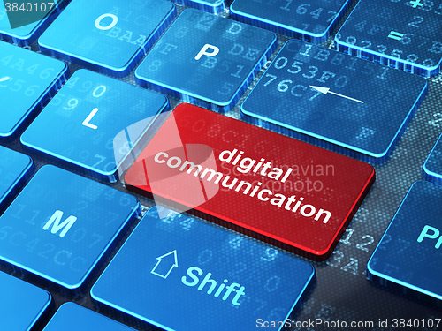 Image of Information concept: Digital Communication on computer keyboard background