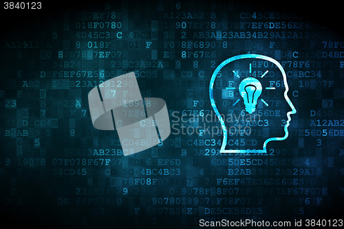 Image of Advertising concept: Head With Lightbulb on digital background