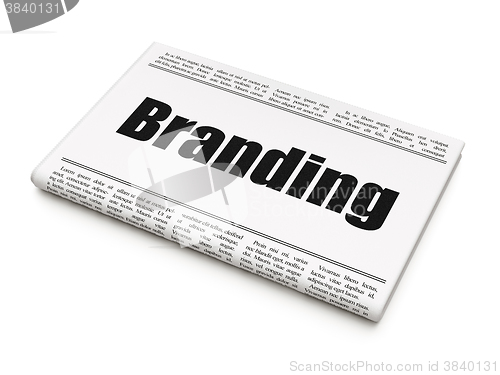 Image of Advertising concept: newspaper headline Branding