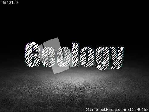 Image of Studying concept: Geology in grunge dark room