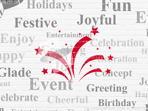 Image of Holiday concept: Fireworks on wall background
