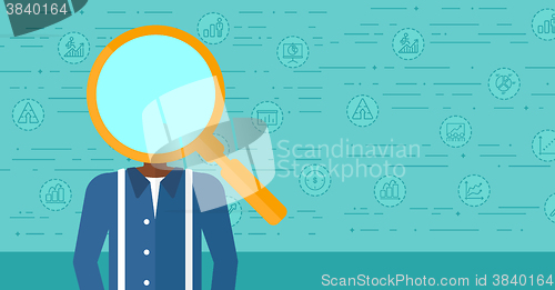 Image of Man with magnifier instead of head.