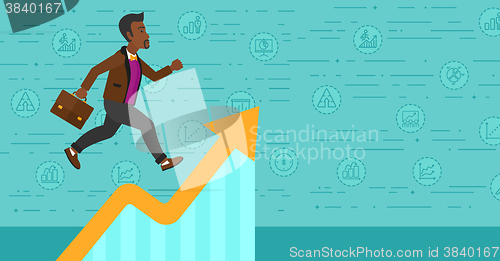 Image of Man running on growth graph. 