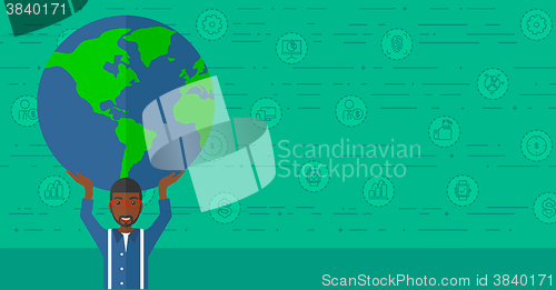 Image of Man holding globe.