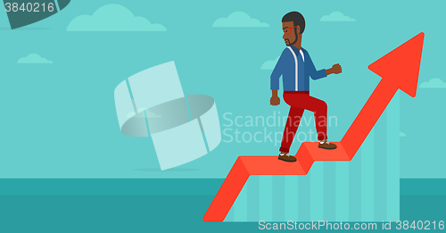 Image of Man standing on uprising chart.