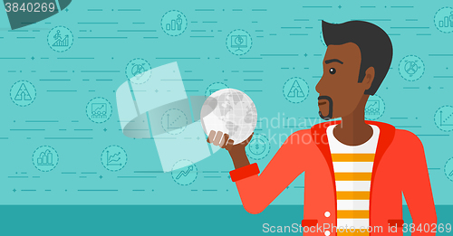 Image of Man holding globe.