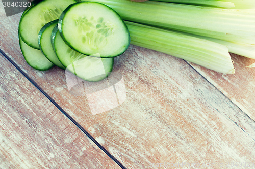 Image of close up of cucumber slices and celery