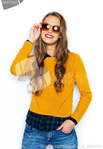 Image of happy young woman or teen girl in casual clothes