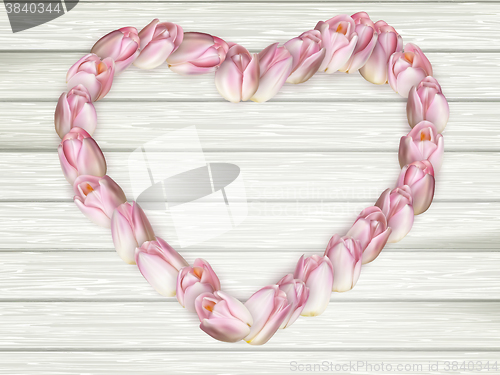 Image of Tulips heart shape frame. EPS 10