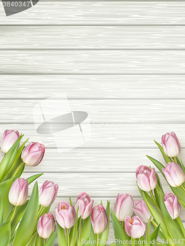 Image of Tulip heart frame bouquet. EPS 10