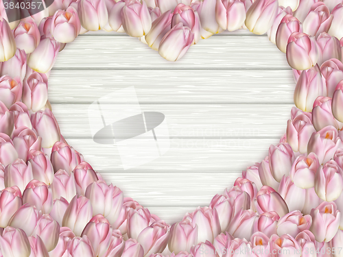 Image of Tulips heart shape frame. EPS 10