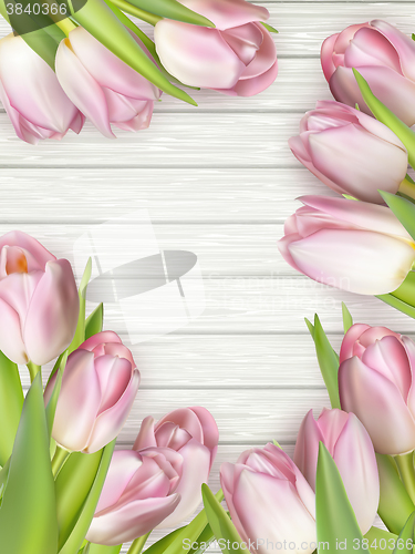 Image of Frame of pink tulips. EPS 10