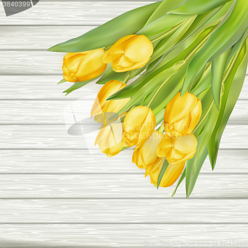 Image of Yellow tulips with copy space. EPS 10