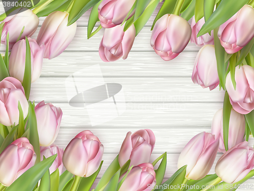 Image of Frame of pink tulips. EPS 10