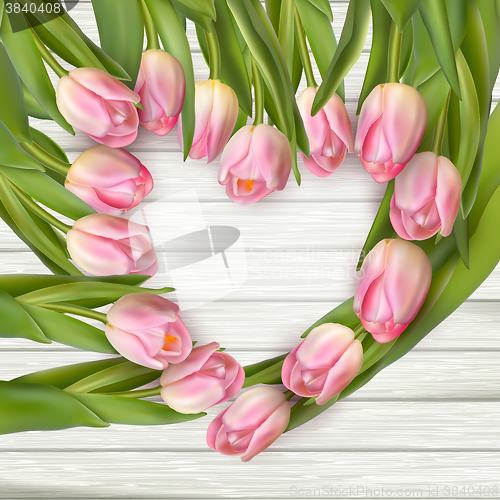 Image of Tulip heart frame bouquet. EPS 10