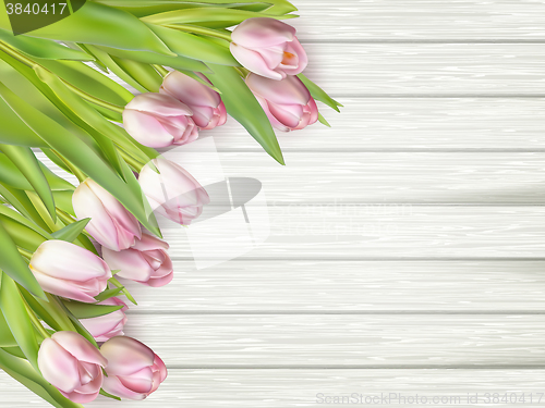 Image of Frame of pink tulips. EPS 10