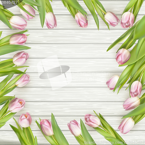 Image of Frame of pink tulips. EPS 10