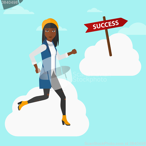 Image of Business woman moving to success.