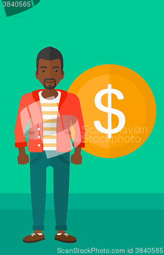 Image of Successful businessman with dollar coin.