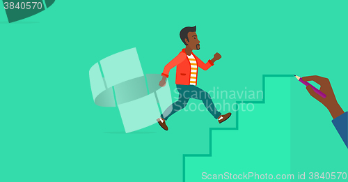 Image of Man running upstairs.