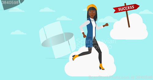 Image of Business woman moving to success.