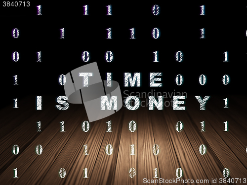 Image of Business concept: Time Is money in grunge dark room