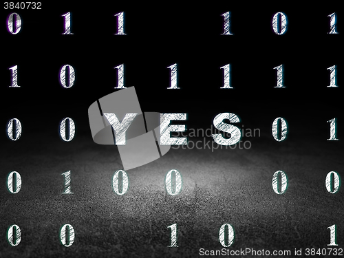 Image of Business concept: Yes in grunge dark room