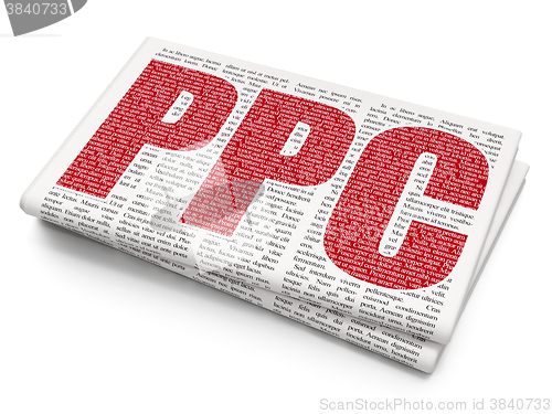 Image of Advertising concept: PPC on Newspaper background