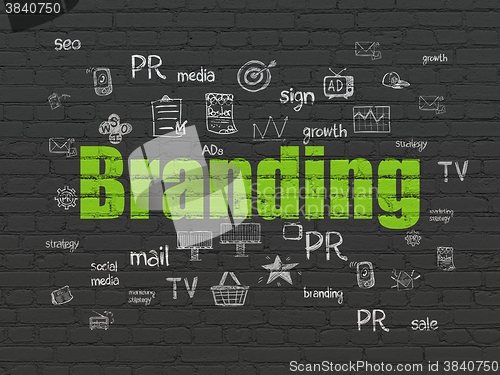 Image of Marketing concept: Branding on wall background