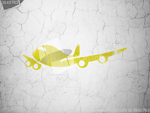 Image of Vacation concept: Airplane on wall background