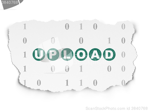 Image of Web design concept: Upload on Torn Paper background