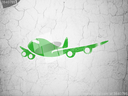 Image of Tourism concept: Airplane on wall background